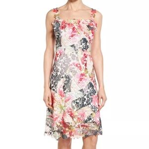 ELIE TAHARI Gelsie Floral Embroidered Lace Romantic Shift Party Dress Size 4